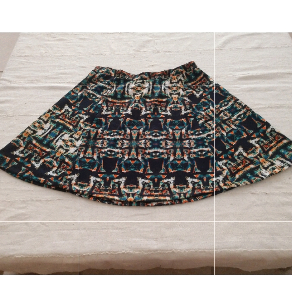 Lily Rose psychedelic kaleidoscope mini skirt.
